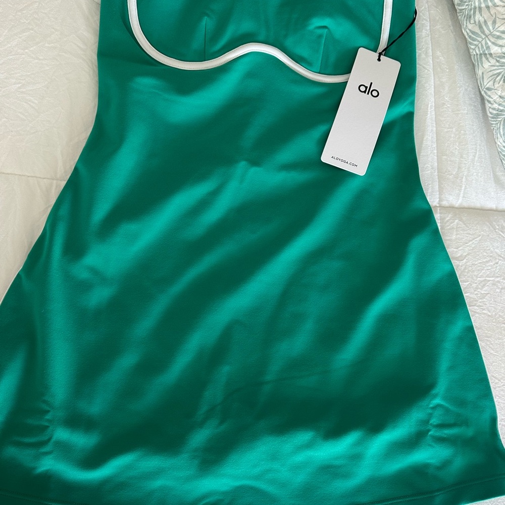 ALO Yoga Green Dress with White Trim